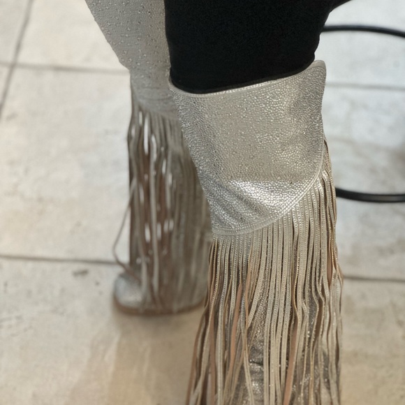 Beautiful swarkowski over the calf boots 4 inch heel 91/2 wide - Picture 2 of 15